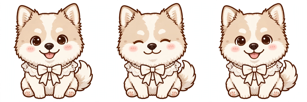 Kiwi, a hand-painted puppy, sitting
